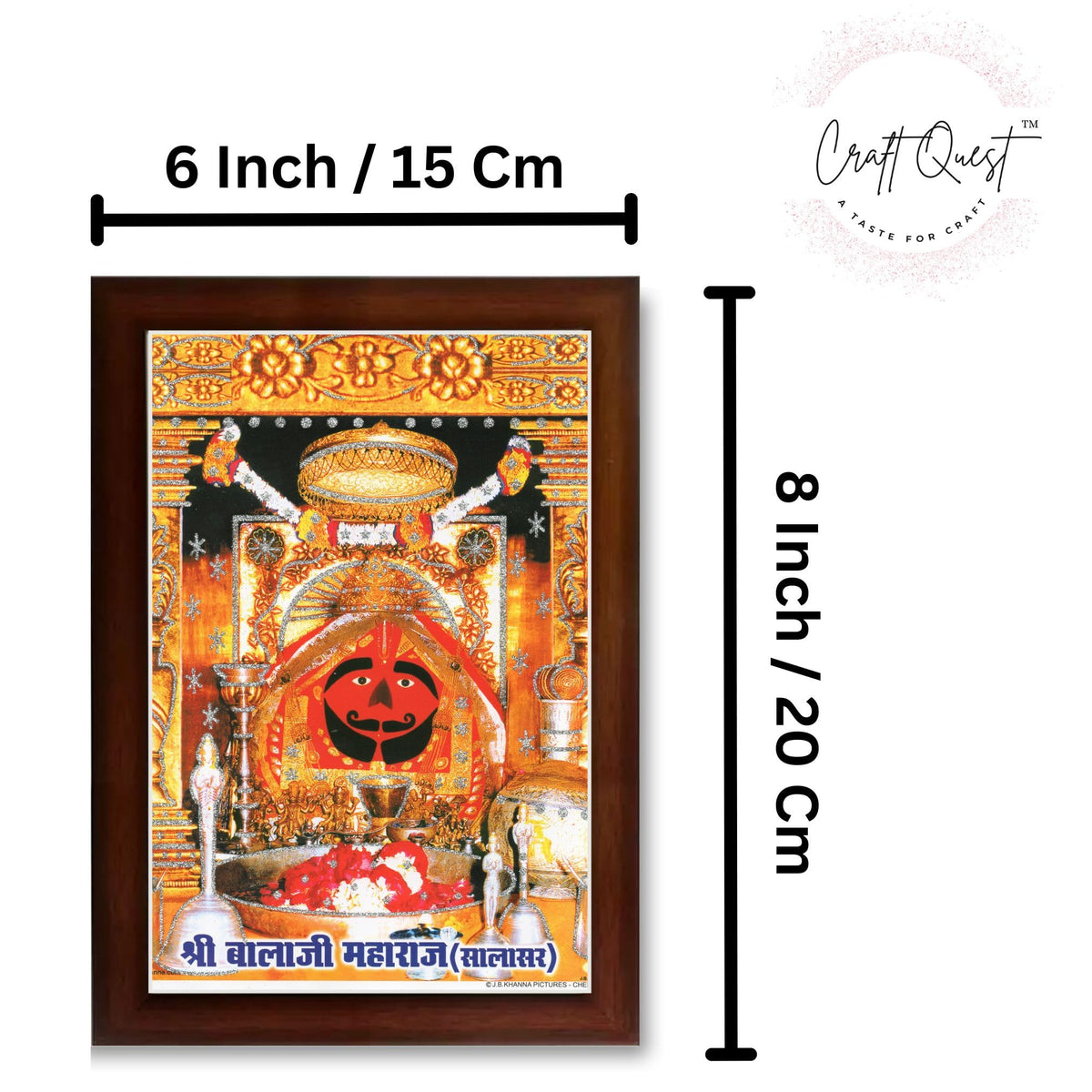 CRAFT QUEST Salasar balaji Hanuman | Bajrangbali Religious Photo with frame for Home Decorative Item Synthetic Wood