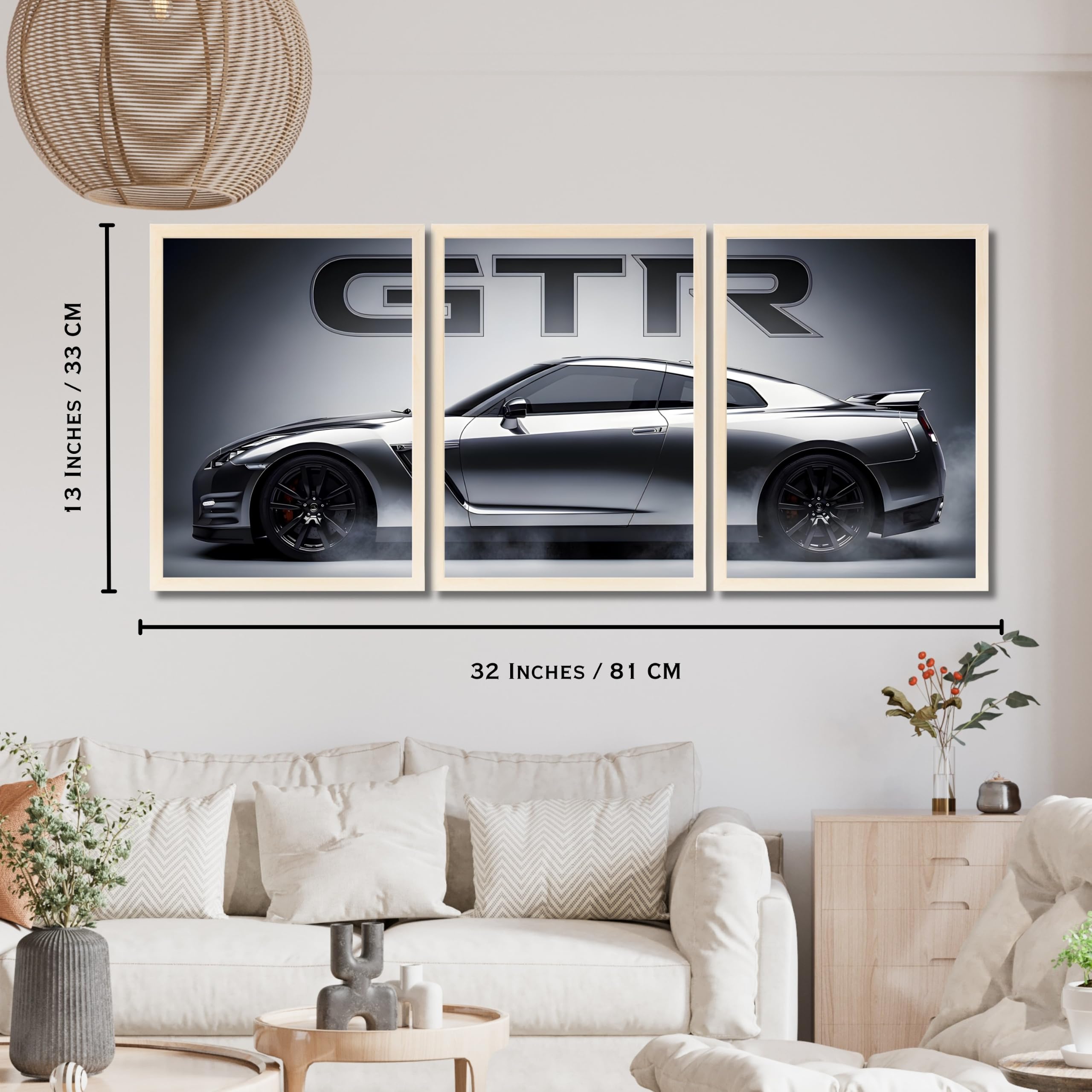 VENUXE ARTS Set Of 3 Big Sports Cars Framed Posters Gift Items for Boys Room Wall Decoration Bedroom, Living Room, Office, Studio Décor | Car Poster Frame for Wall Décor