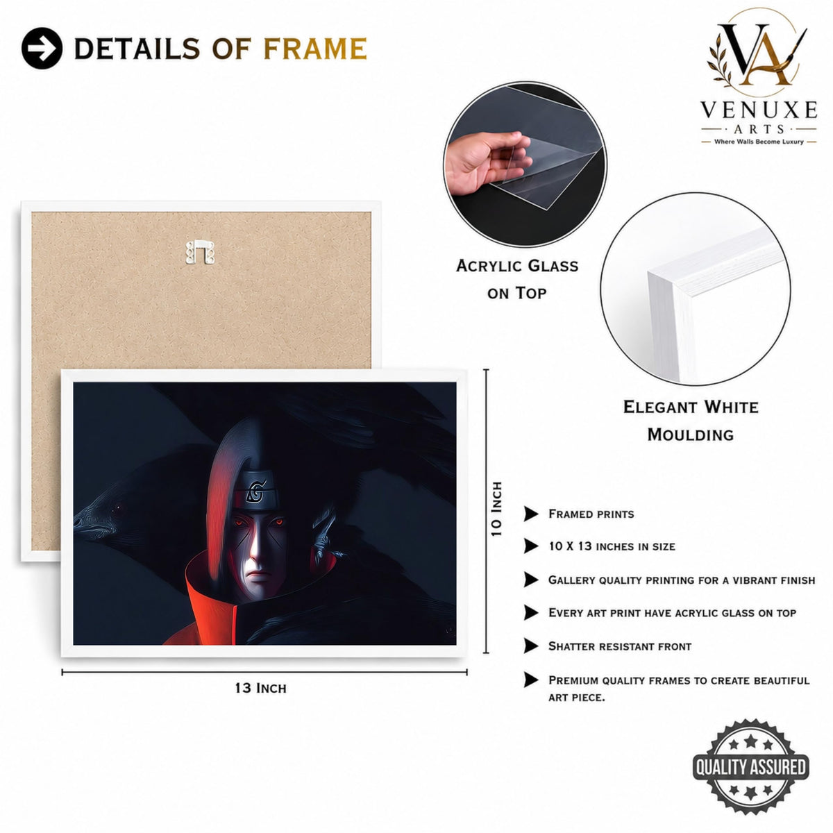 VENUXE ARTS Set Of 3 Anime Characters Wall Framed |Anime Characters Framed Poster for Living Room Bedroom Gaming Room Studio Wall Decor