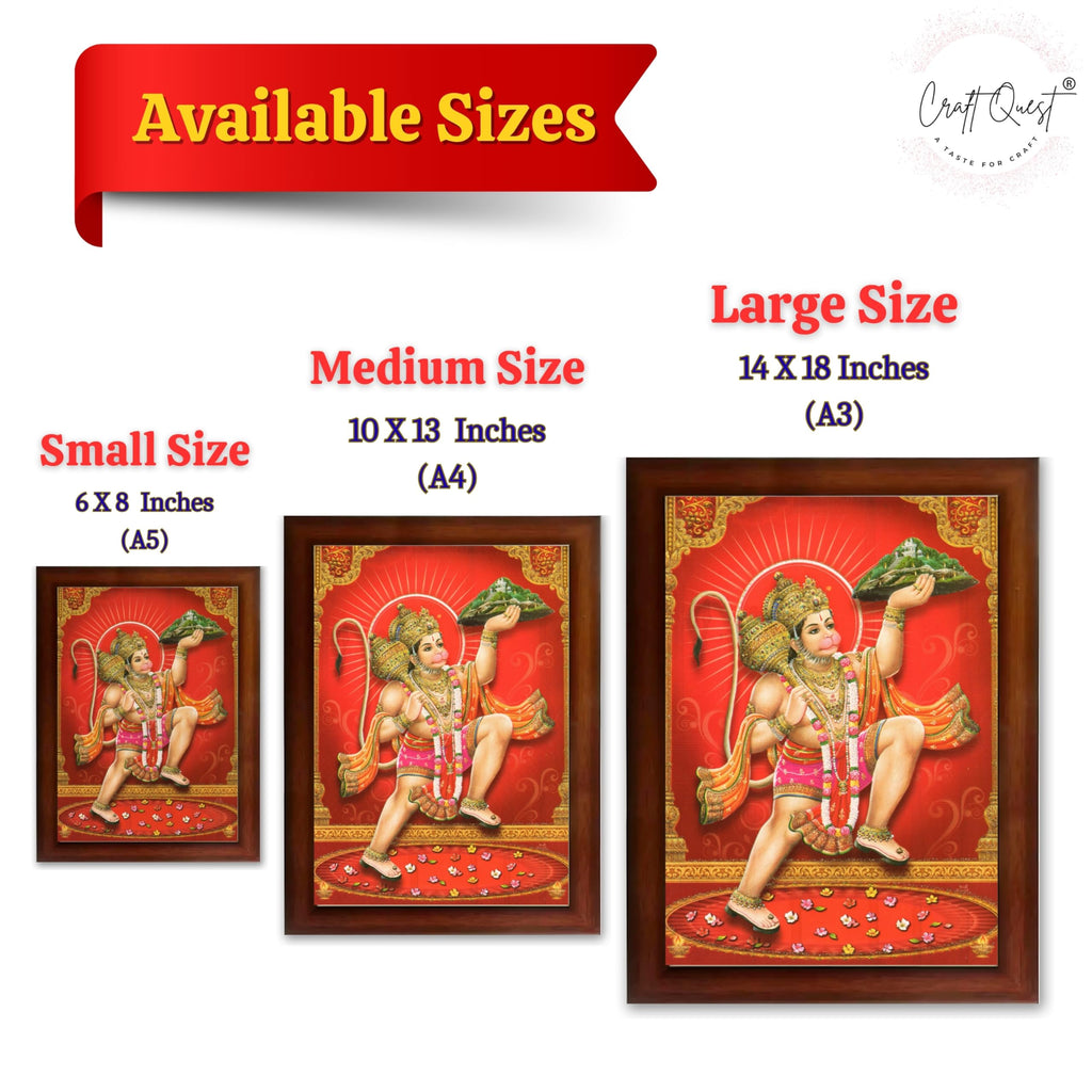 CRAFT QUEST Hanuman JI | Bajrangbali Religious Photo frame Decorative Item Synthetic frame