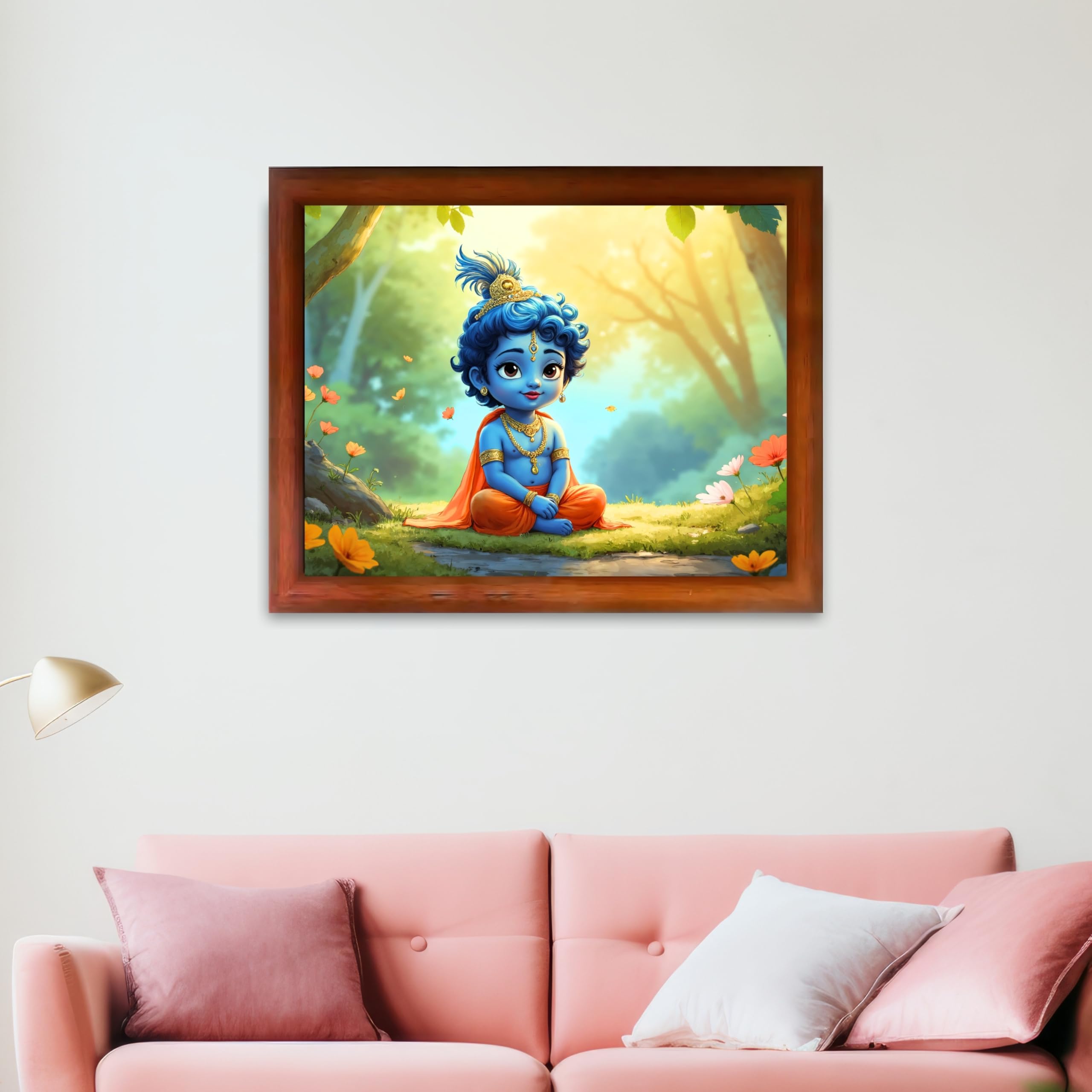 CRAFT QUEST Little Krishna Bal Gopal Makhan Chor Wall Photo Frame | Hindu God Kanha Devotional Home Decor | Gift Item