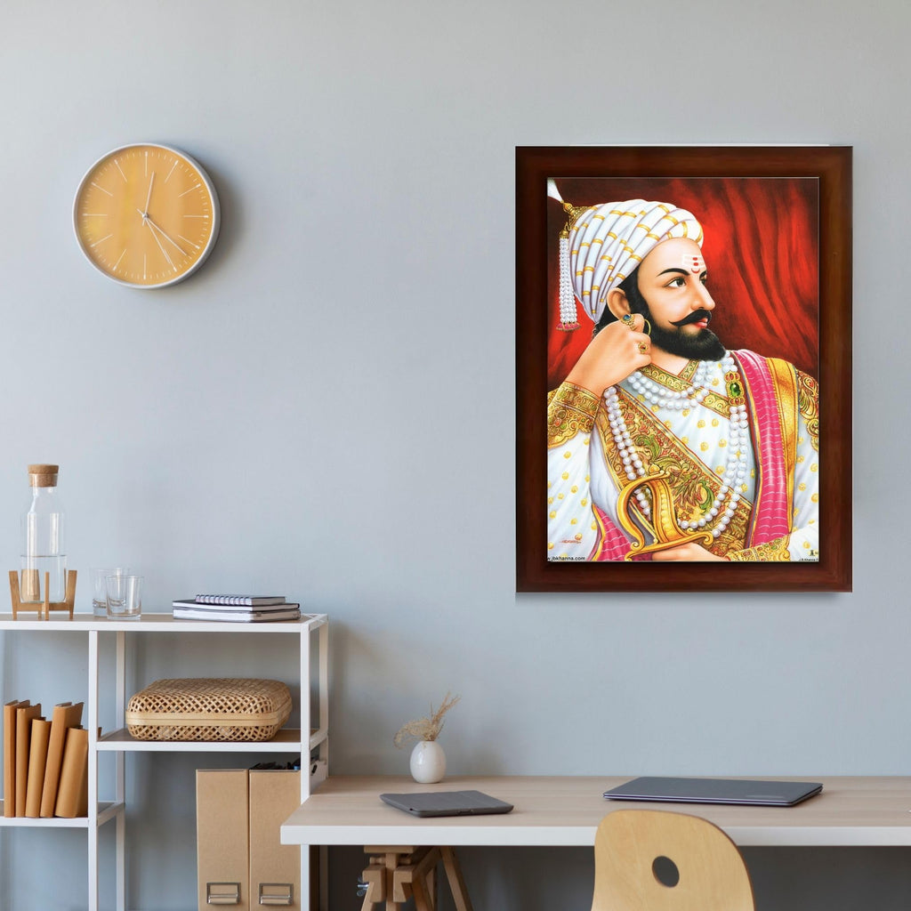 CRAFT QUEST Chhatrapati Shivaji Maharaj photo frame Home Decorative items with synthetic frame (Style 2)