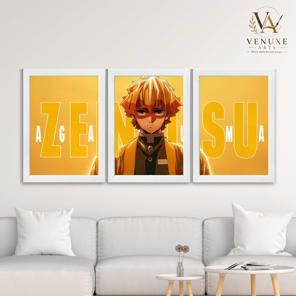 VENUXE ARTS Set Of 3 Anime Characters Wall Framed |Anime Characters Framed Poster for Living Room Bedroom Gaming Room Studio Wall Decor