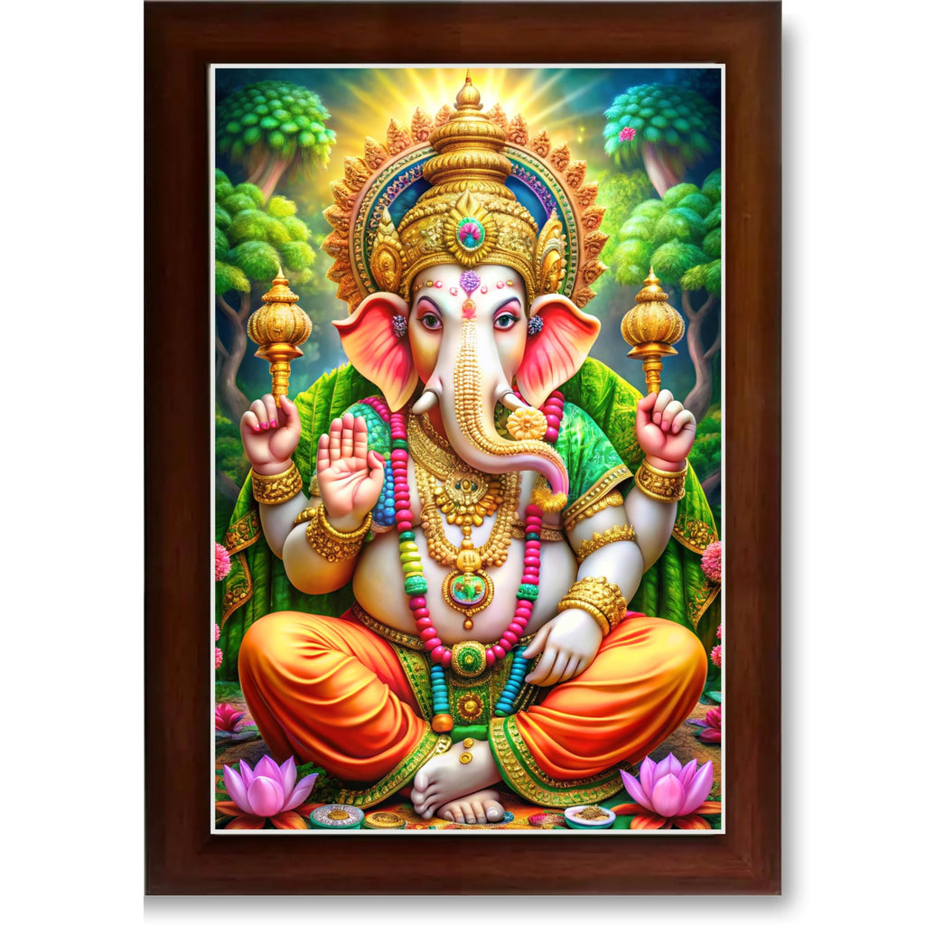 CRAFT QUEST Lord Ganesh Ganpati ji Wall Hanging Frame for Living Room, Pooja Room Décor Items GA-218