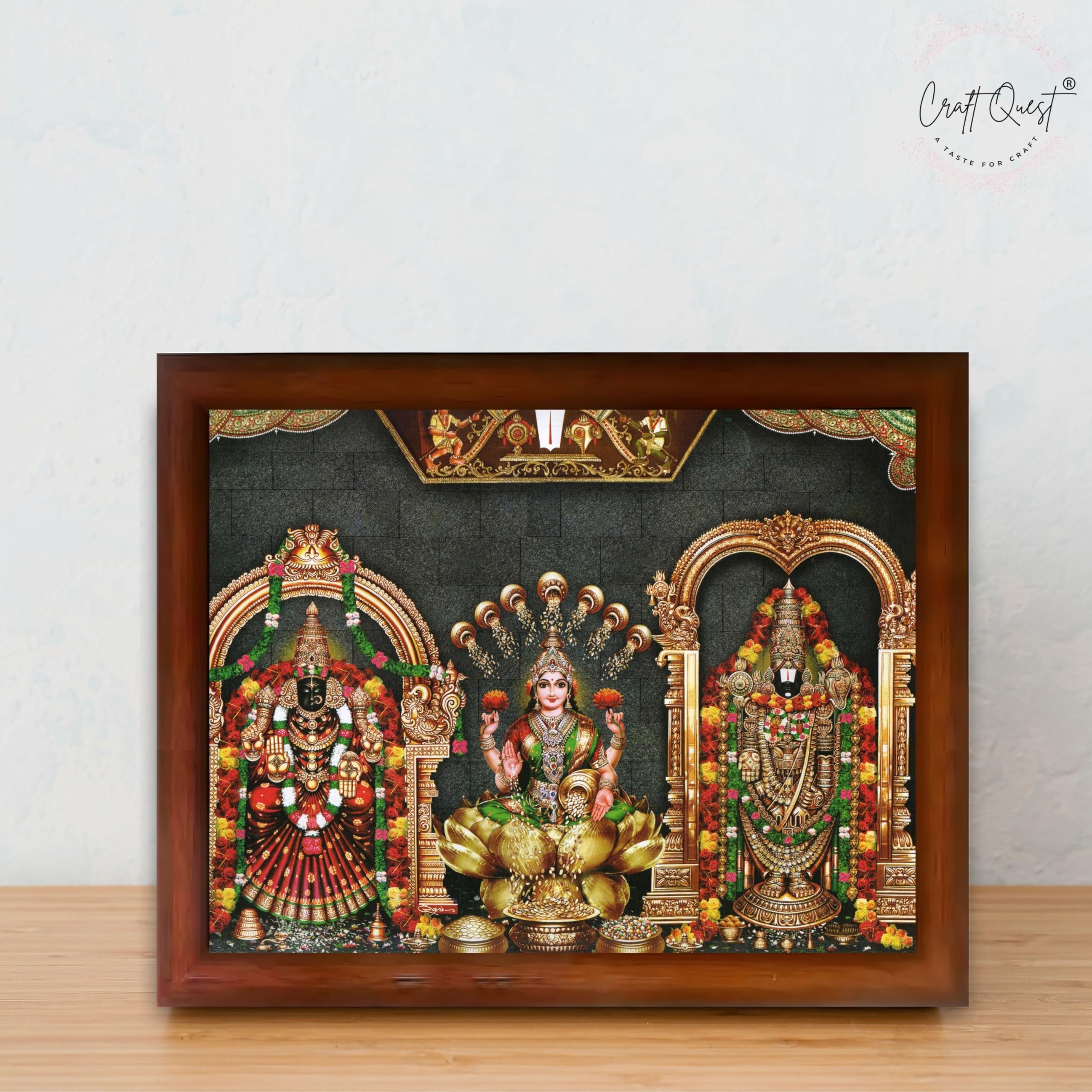 CRAFT QUEST Tirupati Balaji with Padmavati Venkateshwara; Wall Photo Frame | South God Frame for Home, Office, Temple & Gifting