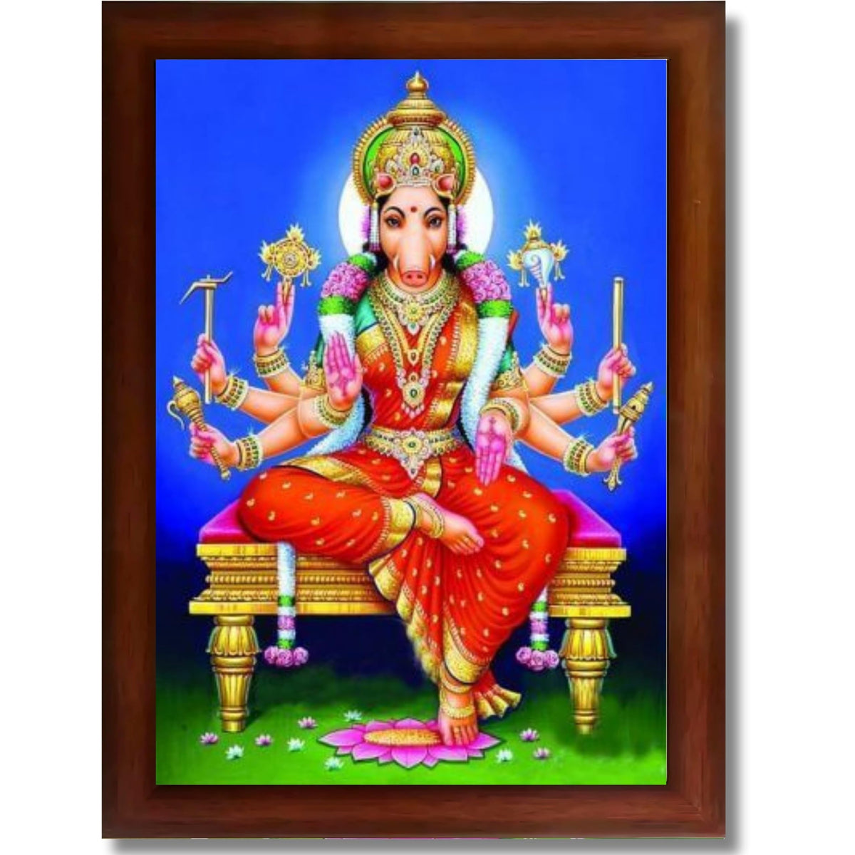 CRAFT QUEST Varahi Amman amma Photo Varahi Wall Painting Photo Frame With Acrylic Glass| South Devi God Frame for Home, Office, Temple & Gifting