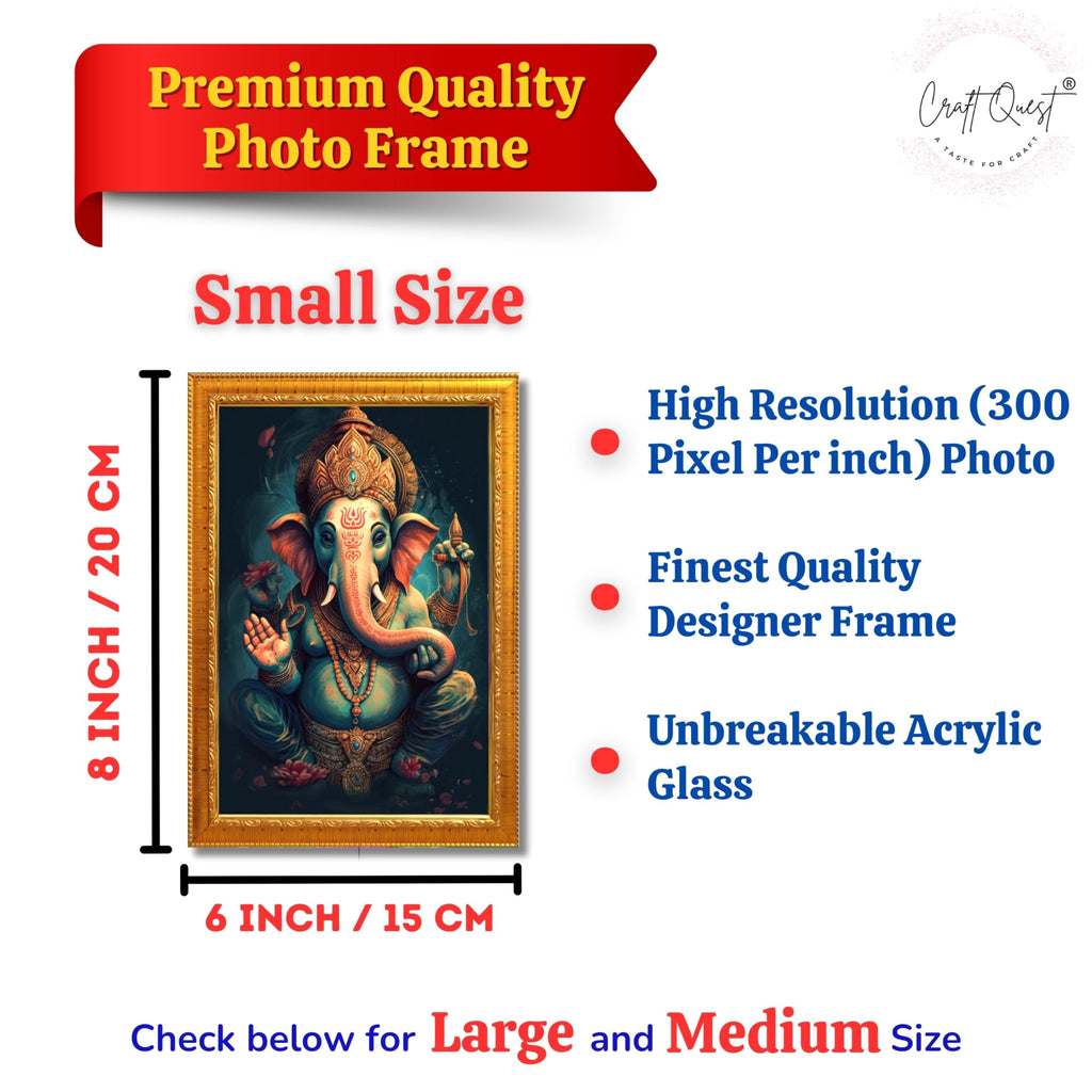 CRAFT QUEST God Ganpati Modern Wall Art Painting With Frame For Pooja, Home and Office Decor Item