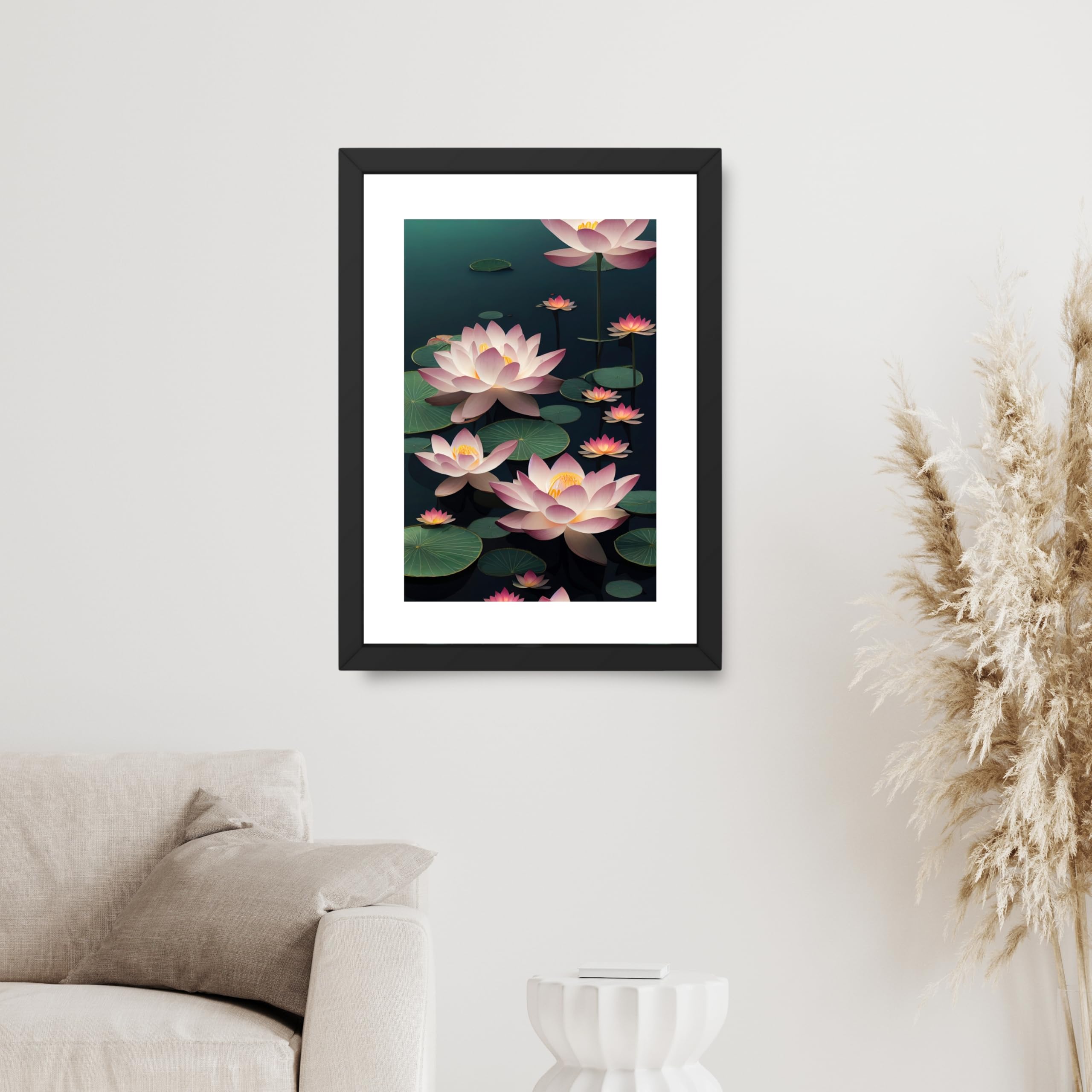 CRAFT QUEST Lotus Photo Frame Wall Vastu,Lotus Flower, Kamal Phool Painting for Vastu | Paintings for Home Decoration, Living room, and Office Décor