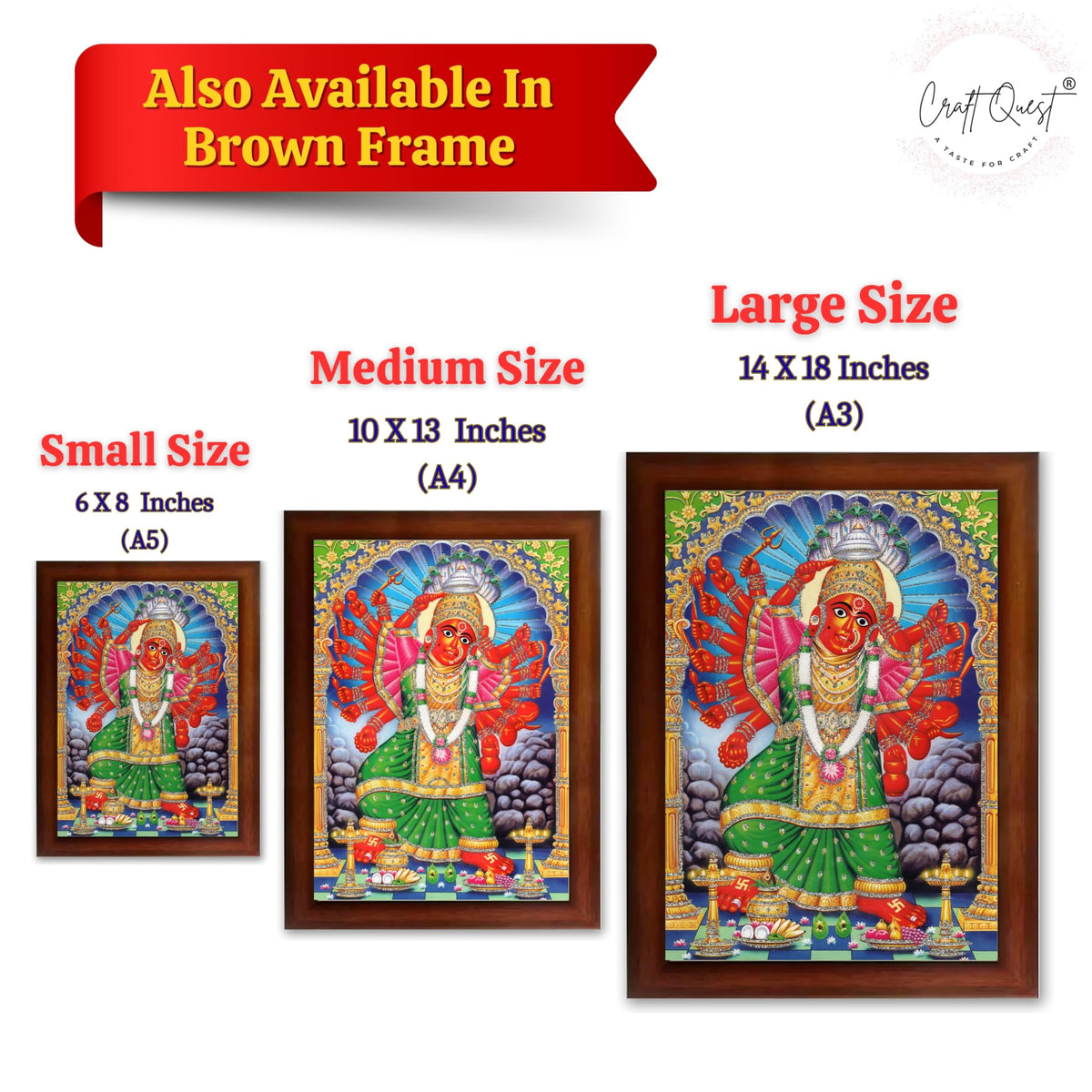 CRAFT QUEST Saptashrungi/Saptashringi Devi, God Religious Framed Painting