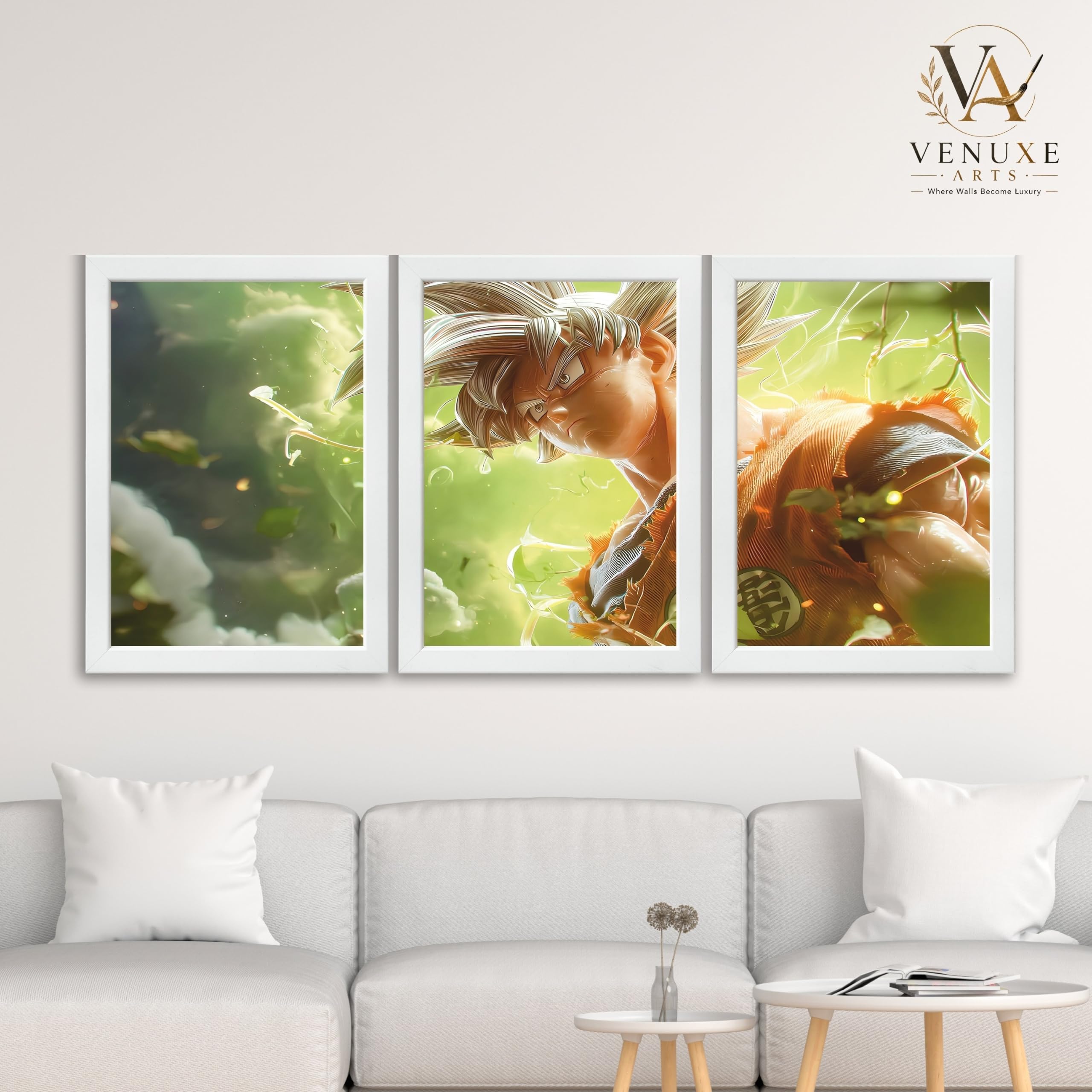 VENUXE ARTS Set Of 3 Anime Characters Wall Framed |Anime Characters Framed Poster for Living Room Bedroom Gaming Room Studio Wall Decor