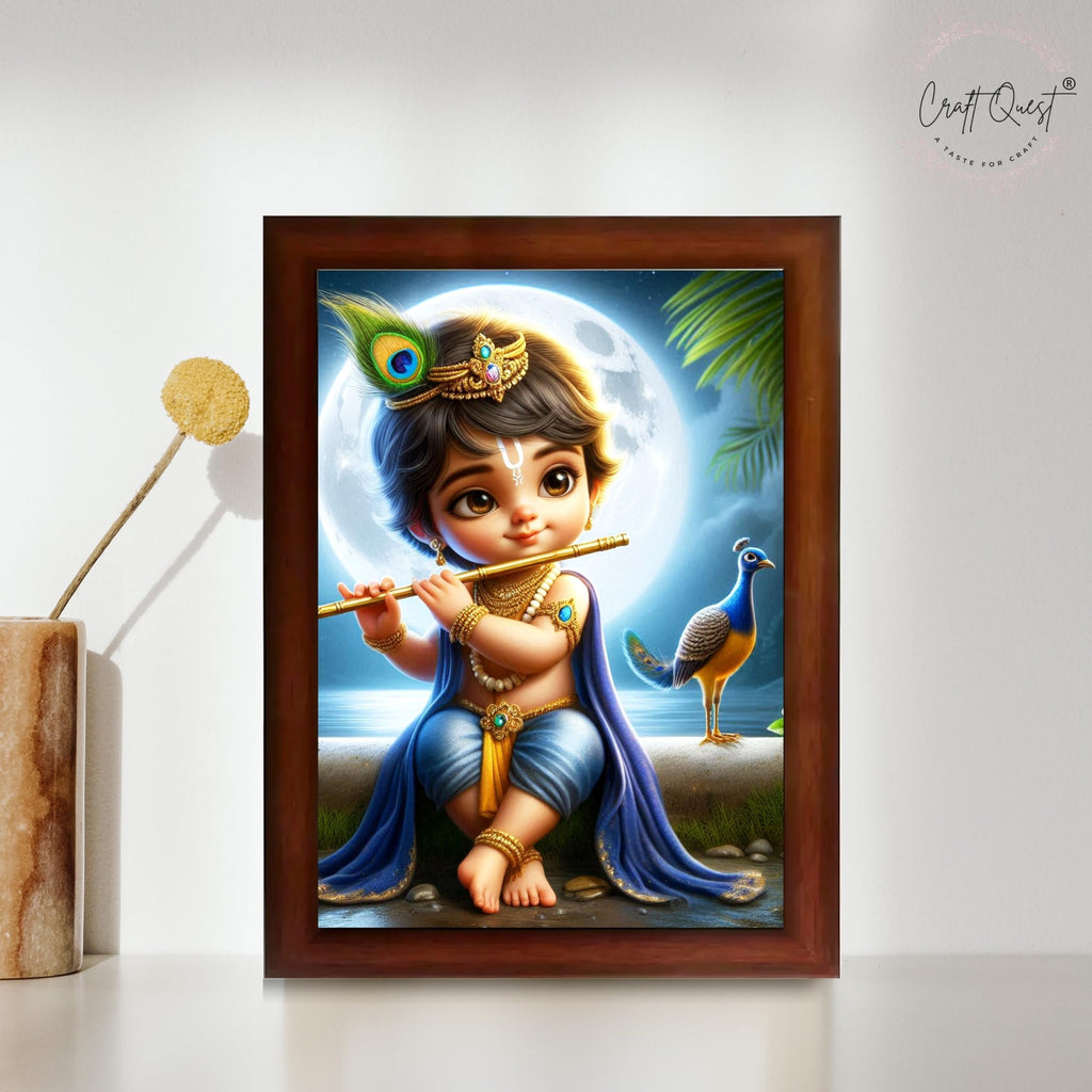 CRAFT QUEST Bal Gopal Painting | Mohan Murari Kanha Ji Poster | Walls Home Bedroom Living Room Decoration Gift.