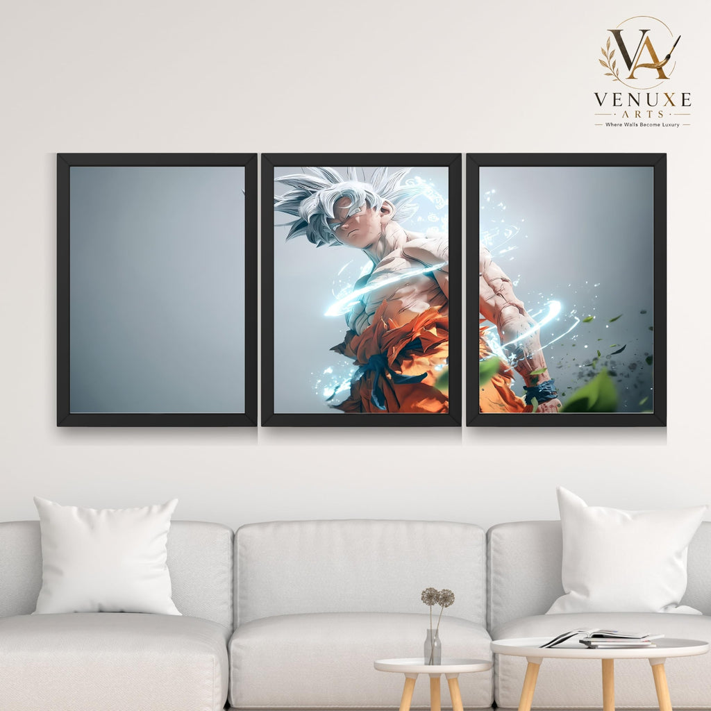 VENUXE ARTS Set Of 3 Anime Characters Wall Framed |Anime Characters Framed Poster for Living Room Bedroom Gaming Room Studio Wall Decor