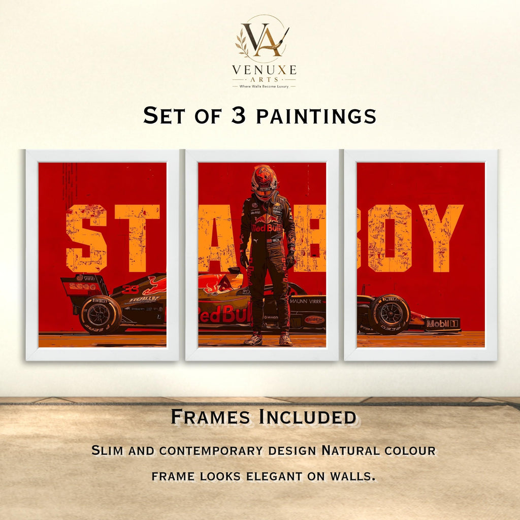 VENUXE ARTS Set Of 3 Big Sports Cars Framed Posters Gift Items for Boys Room Wall Decoration Bedroom Living Room Office Studio Décor | Car Poster Frame for Wall Décor