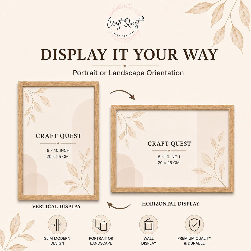 CRAFT QUEST 4X6 Inch Size synthetic Wall Mount Photo frames Single For Home Decoration, Living Room, Office Decoration (Natural, Set of 1)