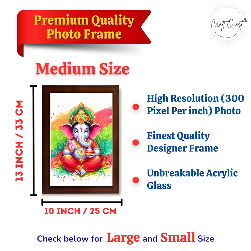CRAFT QUEST Lord Ganesh ji Art Framed Wall Painting With Frame For Home and,Office Décor Items