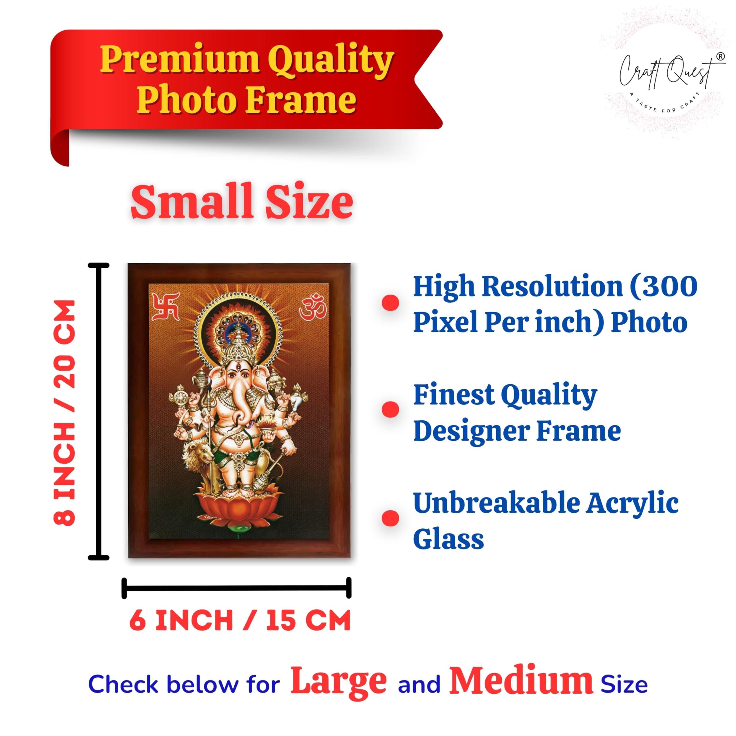 CRAFT QUEST Drishti Ganapati ji for Entrance Vastu Ganesha Wall Painting Framed Home Decor | Religious God Picture Frame for Home, Office, Temple & Gifting