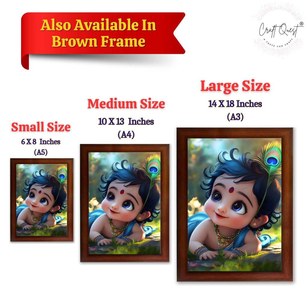 CRAFT QUEST Bal Gopal Painting Kanha Ji Poster | Laddu Lord Makhan Chor | Walls Home Bedroom Living Room Decoration Gift.