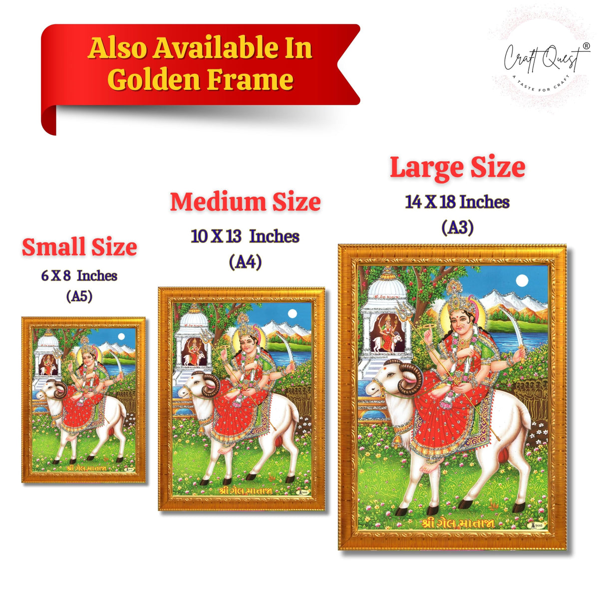 CRAFT QUEST Gel Mata Ji Geldi Maa Devi Mataji Ma Wall Painting For Home Decor wooden framed