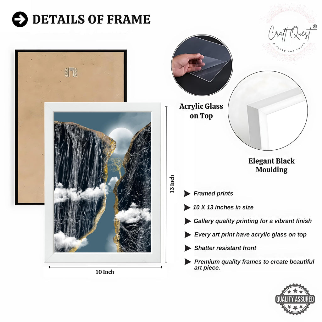 CRAFT QUEST Modern Art Abstract Landscape Decorative Wall Art | Set of 3 Frames for Home Decoration | Ideal for Living Room, Bedroom & Offices