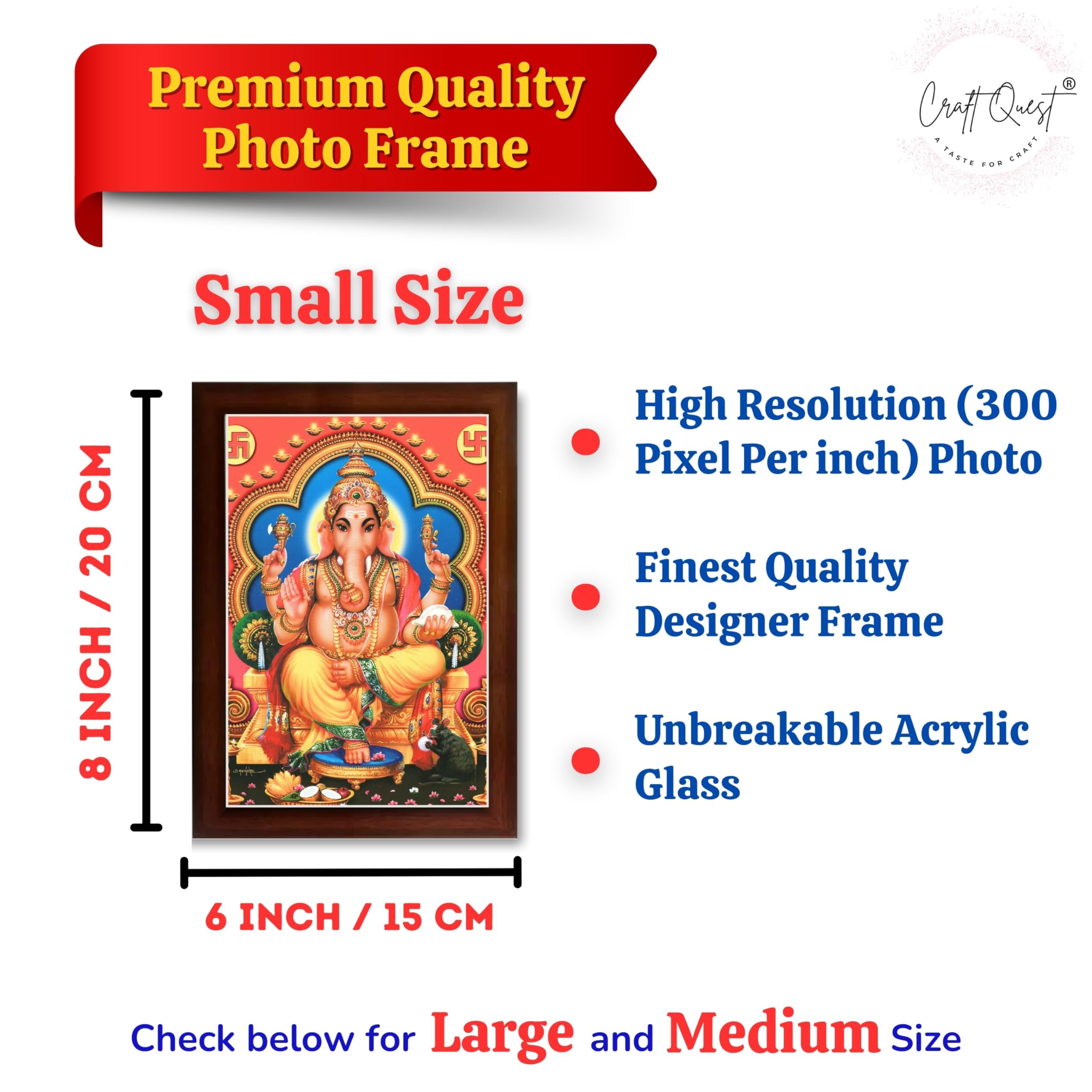CRAFT QUEST Lord Ganpati Modern Wall Art Painting With Frame, Home and Office Decor