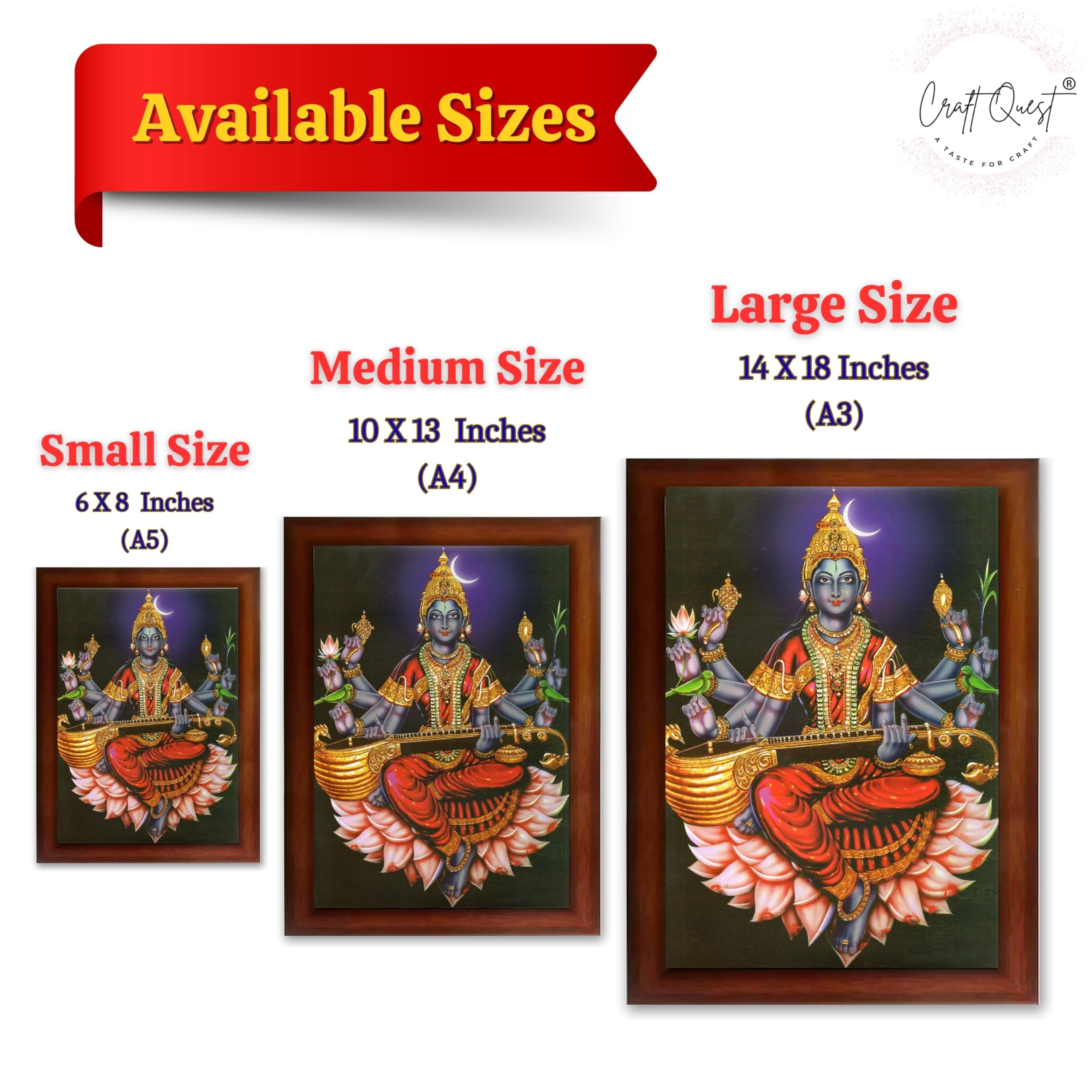 CRAFT QUEST Raja Syamala Devi Shyamala Matangi Wall Painting Framed | South God Picture Frame for Home, Office, Temple & Gifting, Decor