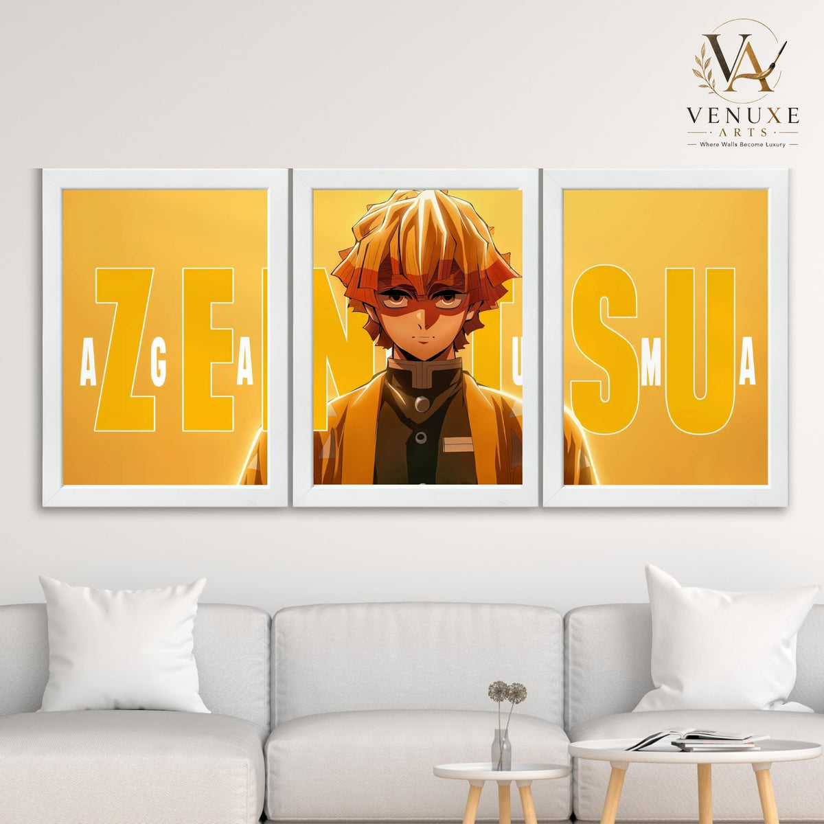 VENUXE ARTS Set Of 3 Anime Characters Wall Framed |Anime Characters Framed Poster for Living Room Bedroom Gaming Room Studio Wall Decor
