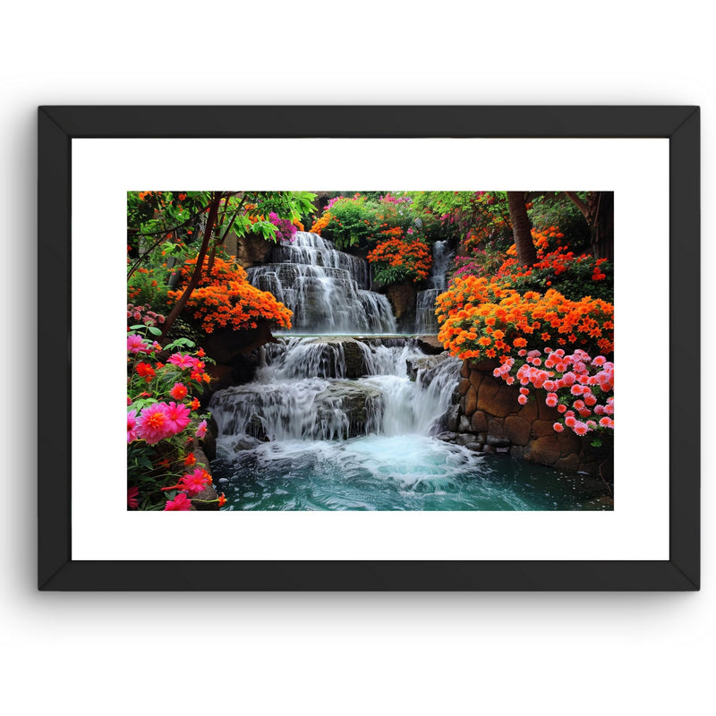 CRAFT QUEST Vastu Waterfall Landscape Scenery Photo Frame With Acrylic Sheet | Living Room, Bedroom | Home Decoration | Best Gifting Option