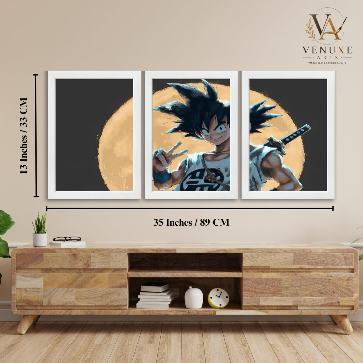 VENUXE ARTS Set Of 3 Anime Characters Wall Framed |Anime Characters Framed Poster for Living Room Bedroom Gaming Room Studio Wall Decor