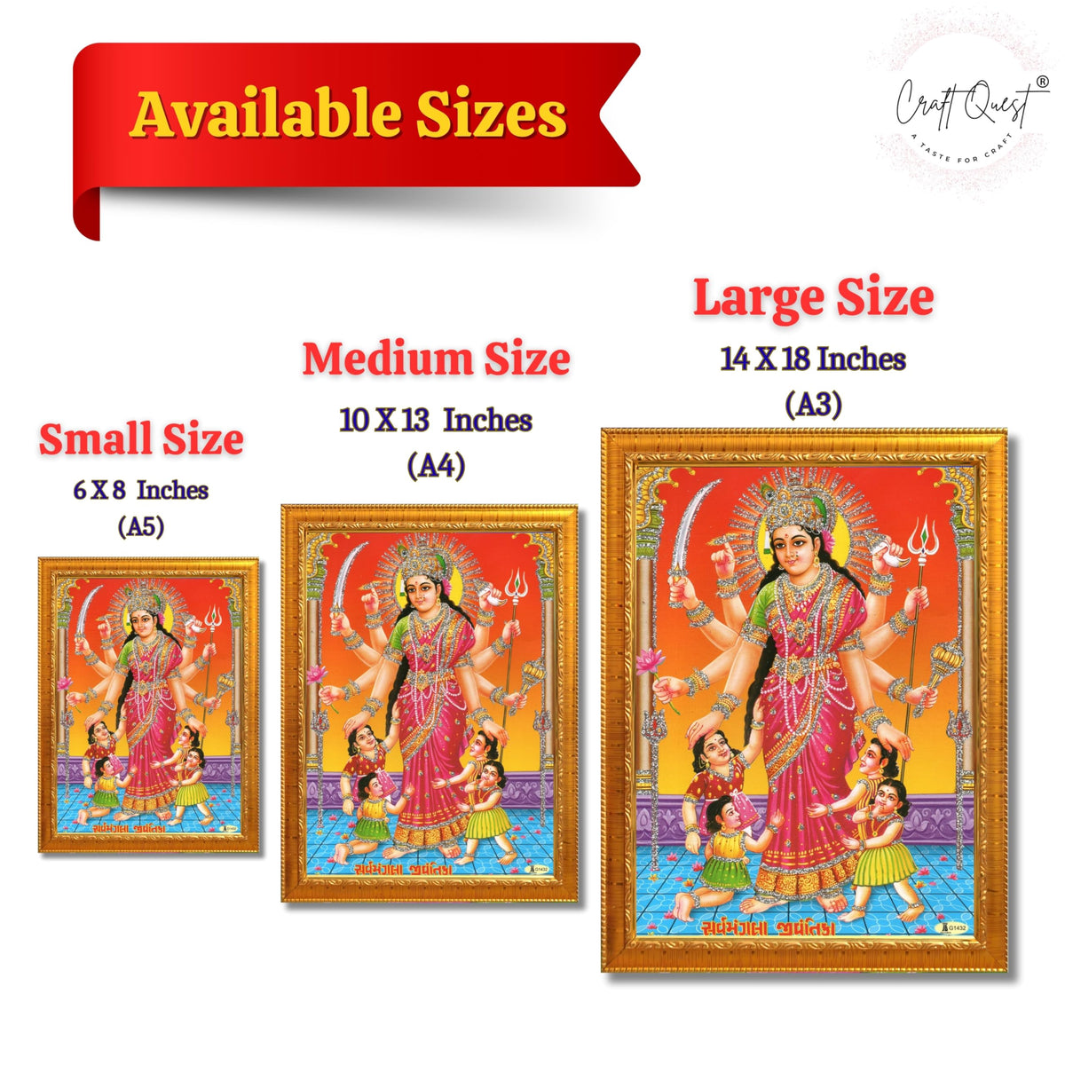 CRAFT QUEST Shri Jivantika Sarva Mangala mata Wall Painting Framed Home Décor