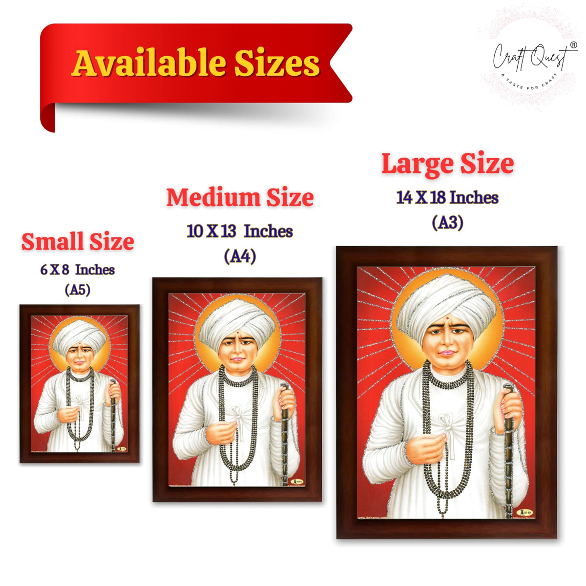 CRAFT QUEST Shri Jalaram Bapa Ji Guru Wall Painting Framed Home Décor wooden framed