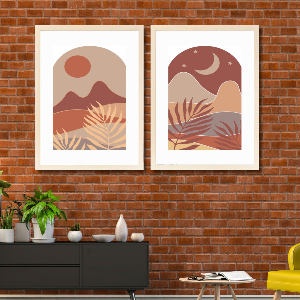 CRAFT QUEST Wall Art Decor Paintings | Set of 2 BOHO Wall Art Frames for Home Decoration | Ideal for Living Room, Bedroom & Office