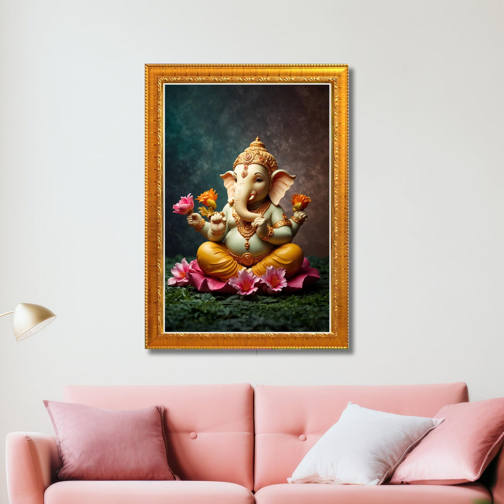 CRAFT QUEST Lord Ganpati ji Wall Hanging Frame for Living Room, Pooja Room Décor GA-215
