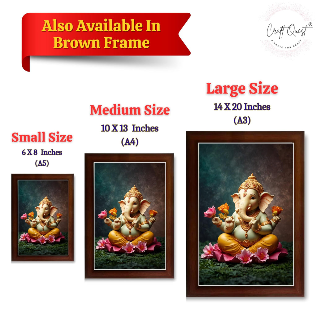 CRAFT QUEST Lord Ganpati ji Wall Hanging Frame for Living Room, Pooja Room Décor GA-215