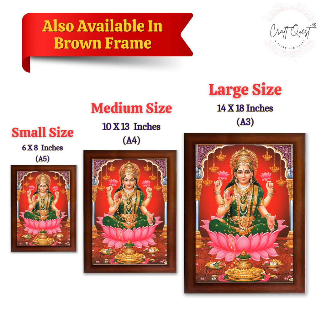 CRAFT QUEST Goddess Lakshmi Devi Dhana Vaibhav Laxmi Maa Wall Painting Framed Home Decor