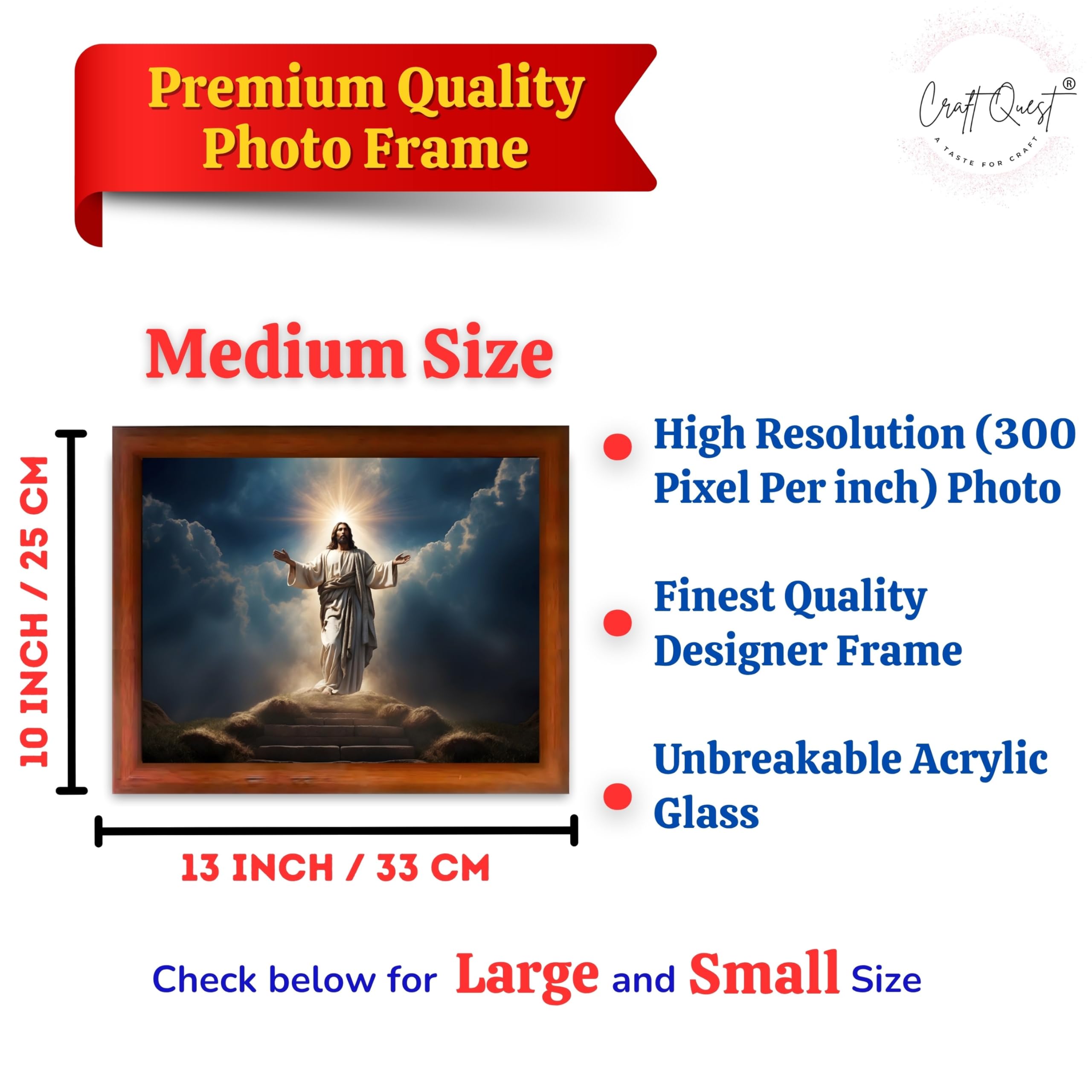 CRAFT QUEST Jesus Christ Photo Frame | Decorative Picture for Gifts, Home Decor | Jesus Painting, Religious Photo Frame