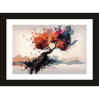 CRAFT QUEST Abstract Tropical Reverie Modern Art Poster Frame for Home & Office Wall Decoration - Portrait, Wall Display (Black, 14x10 Inch Frame with Art Print)