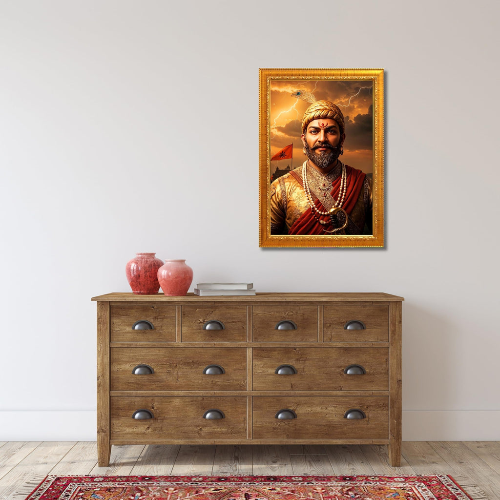 CRAFT QUEST Shivaji Chhatrapati Maharaj Wall Photo Frame | For Living, Pooja Room | Wall Decoration Item | Best Gifting Option