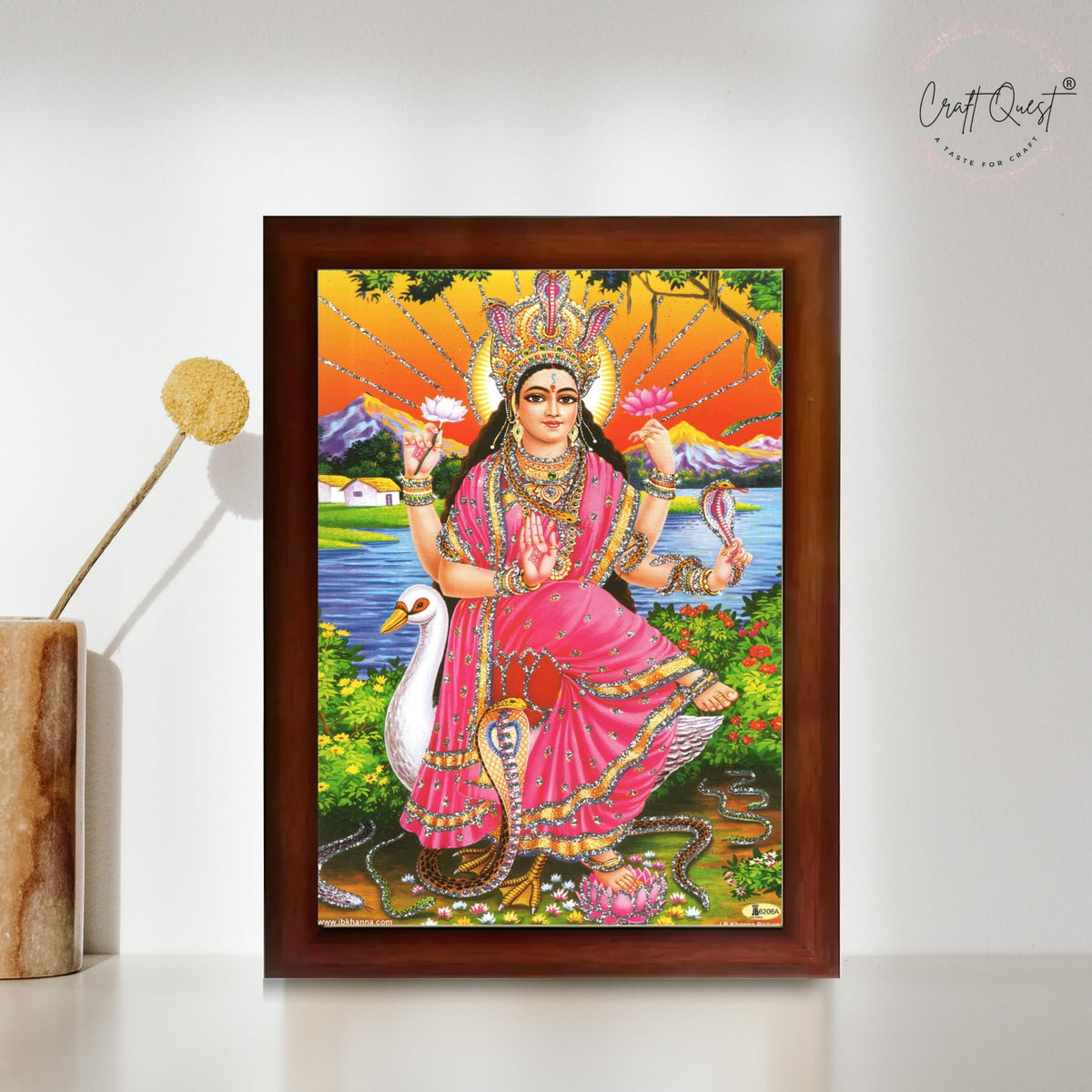 CRAFT QUEST Maa Mansa/Maa Mansani/Maa Nag Devi Photo Frame Wall Painting Home Decor wooden framed