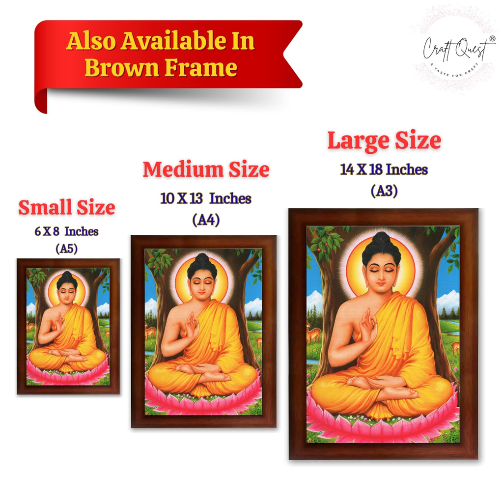 CRAFT QUEST Lord Buddha Photo Frame | Premium HD Spiritual Wall Frame | Peaceful Gautam Buddha Picture for Home Decor, Meditation Room & Office