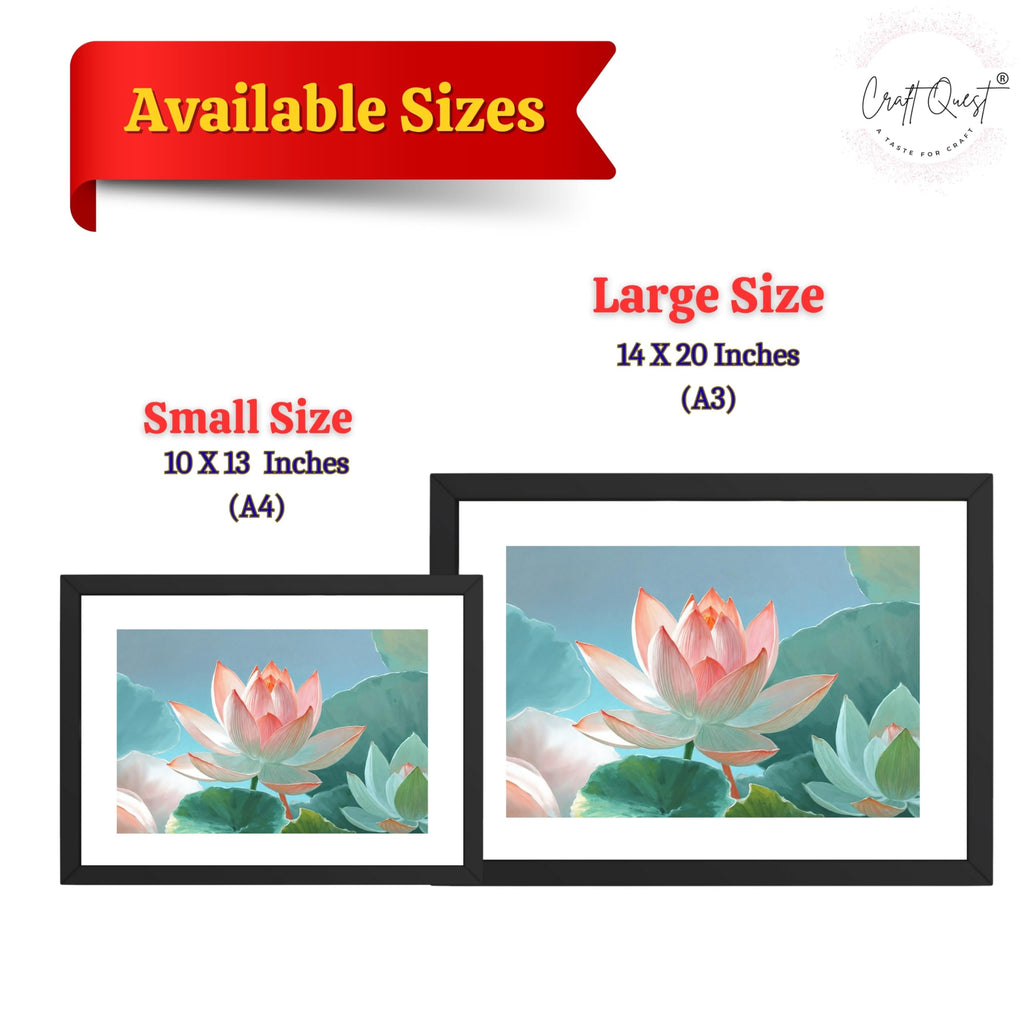 CRAFT QUEST Lotus Photo Frame Wall Vastu,Lotus Flower, Kamal Phool Painting for Vastu | Paintings for Home Decoration, Living room, and Office Décor