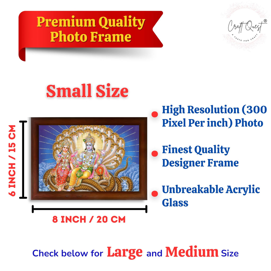 CRAFT QUEST Goddess Lakshmi pressing legs of lord Vishnu on Shesh naag, Glitter Work Painting