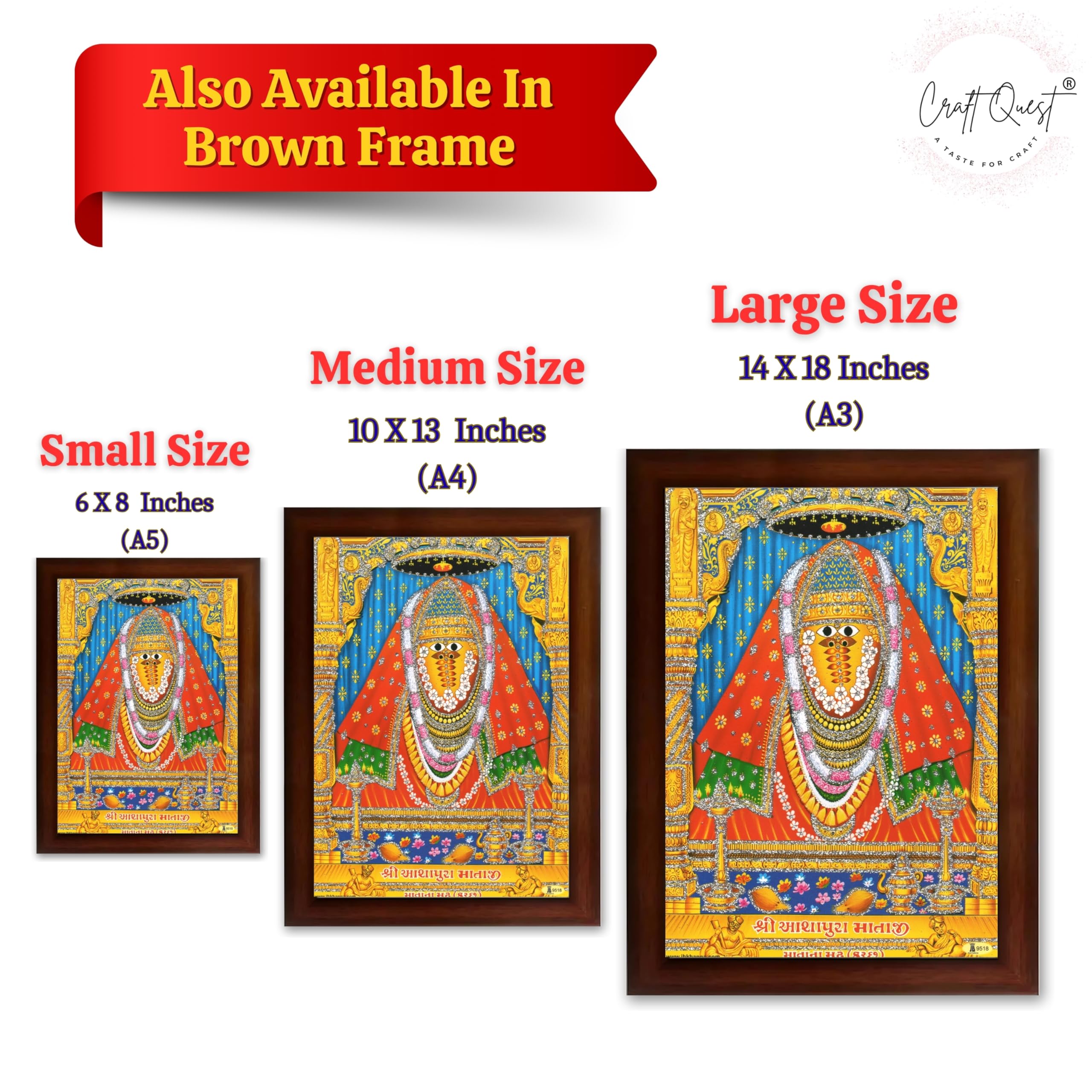 CRAFT QUEST Ashapura Maa Mata Ji Shri Nadol Mataji Wall Painting For Home Decor wooden framed