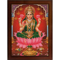 CRAFT QUEST Goddess Lakshmi Devi Dhana Vaibhav Laxmi Maa Wall Painting Framed Home Decor (Synthetic, Matte Finish, Brown, Medium Size, 14 X 10 Inch)