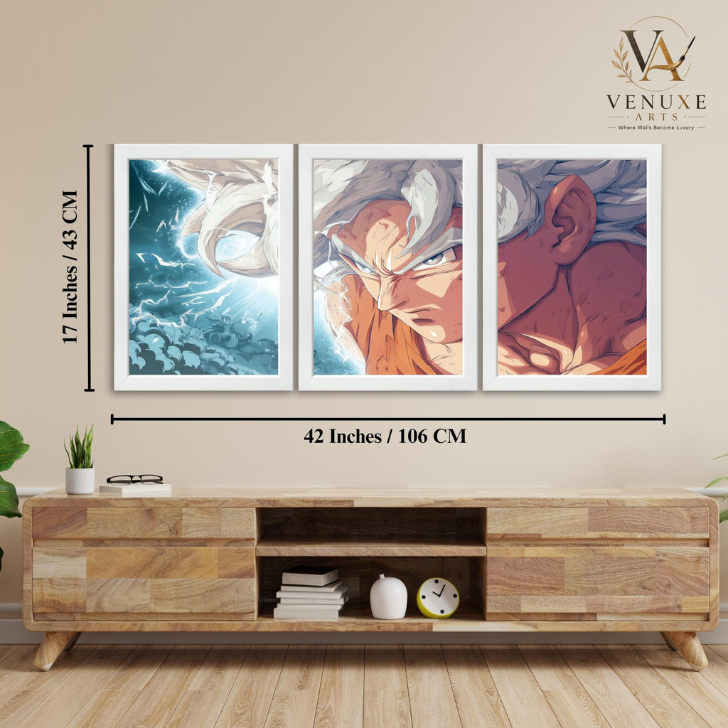 VENUXE ARTS Set Of 3 Anime Characters Wall Framed |Anime Characters Framed Poster for Living Room Bedroom Gaming Room Studio Wall Decor