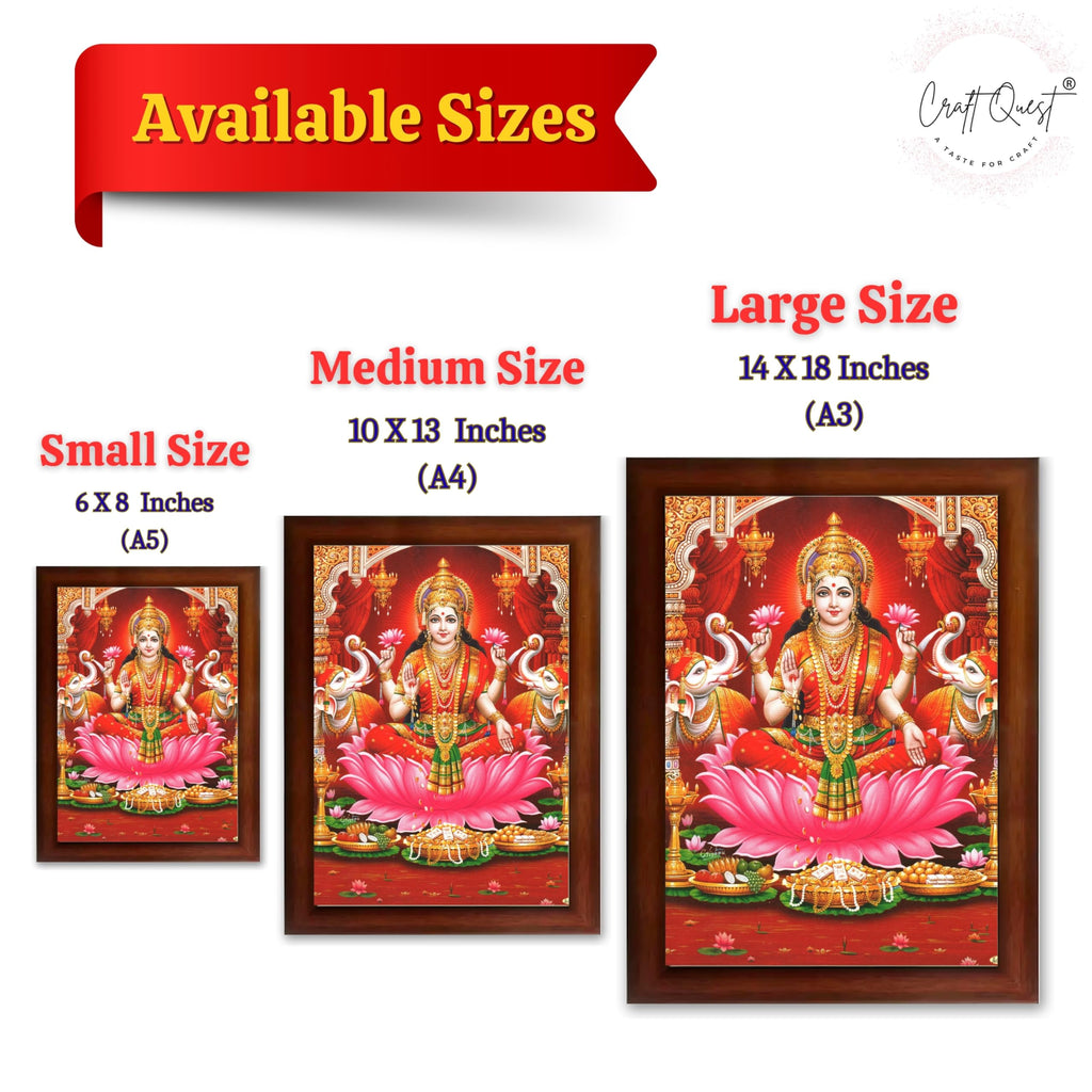 CRAFT QUEST Goddess Lakshmi Devi Dhana Vaibhav Laxmi Maa Wall Painting Frame Home Decor