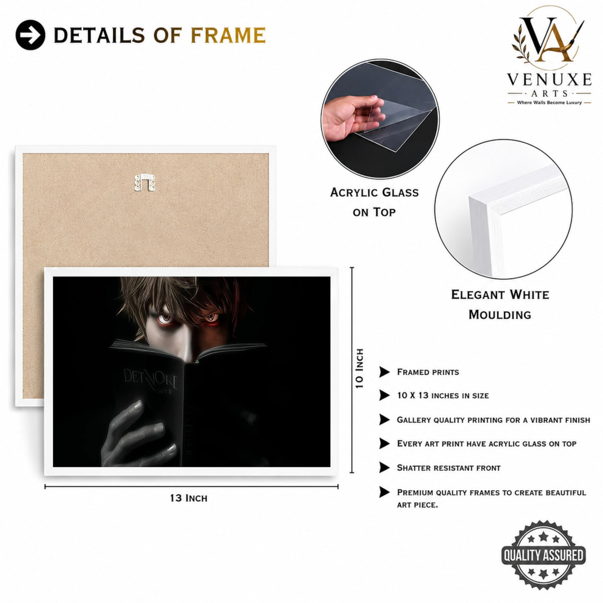VENUXE ARTS Set Of 3 Anime Characters Wall Framed |Anime Characters Framed Poster for Living Room Bedroom Gaming Room Studio Wall Decor