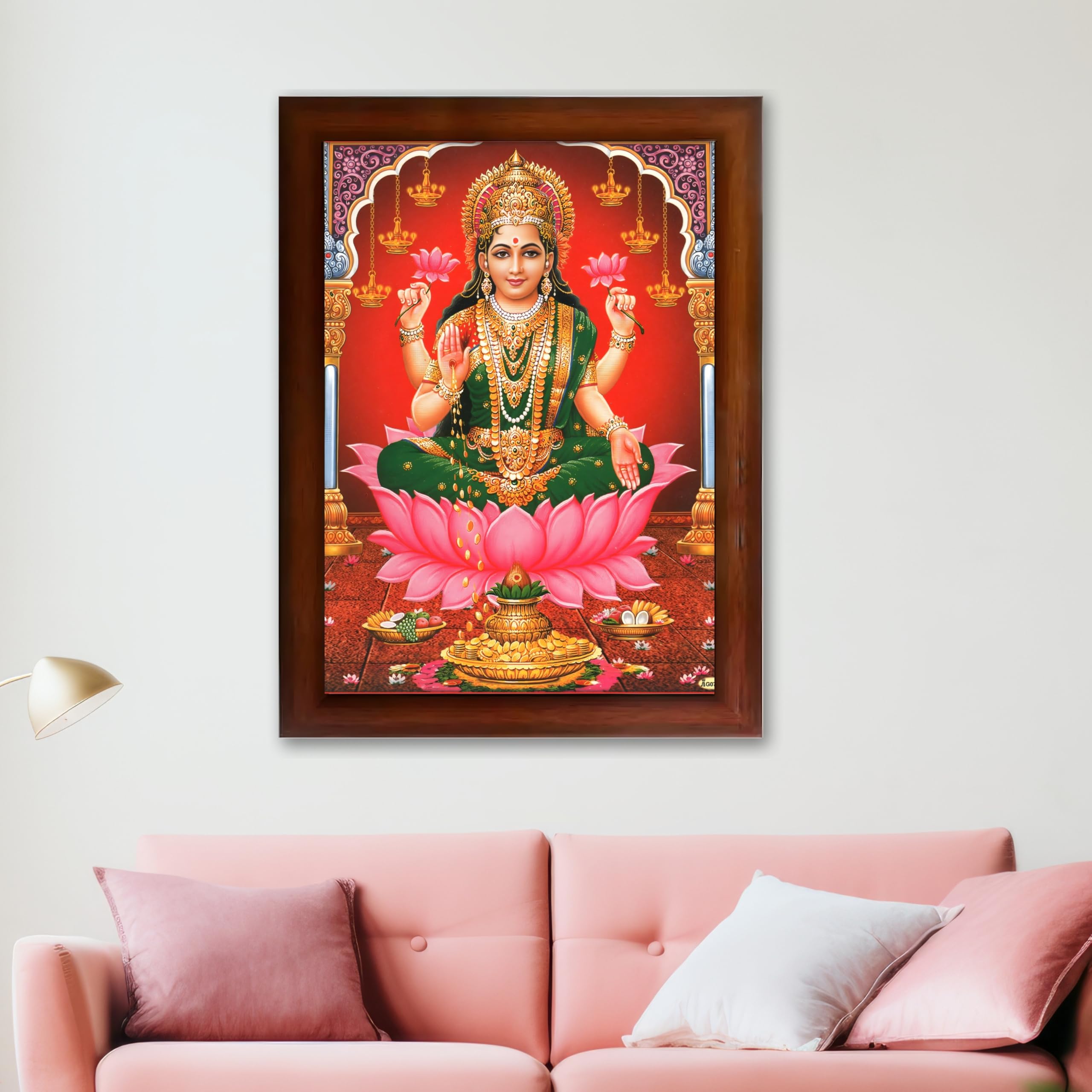 CRAFT QUEST Goddess Lakshmi Devi Dhana Vaibhav Laxmi Maa Wall Painting Framed Home Decor