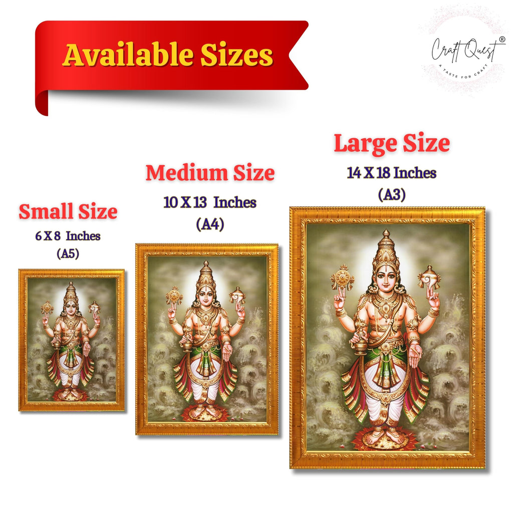 CRAFT QUEST Lord Dhanvantari Dhanwantri Wall Painting Photo Framed For Home, Pooja, Temple, Gift, Wall Décor Item