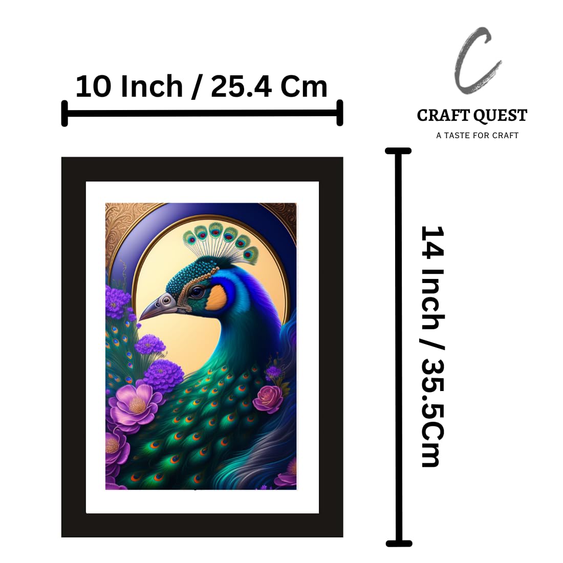CRAFT QUEST Abstract Modern Art Painting Poster Frame for Home & Office Wall Decoration - Portrait, Wall Display (Black, 14x10 Inch Frame with Art Print) (Tropical Reverie)