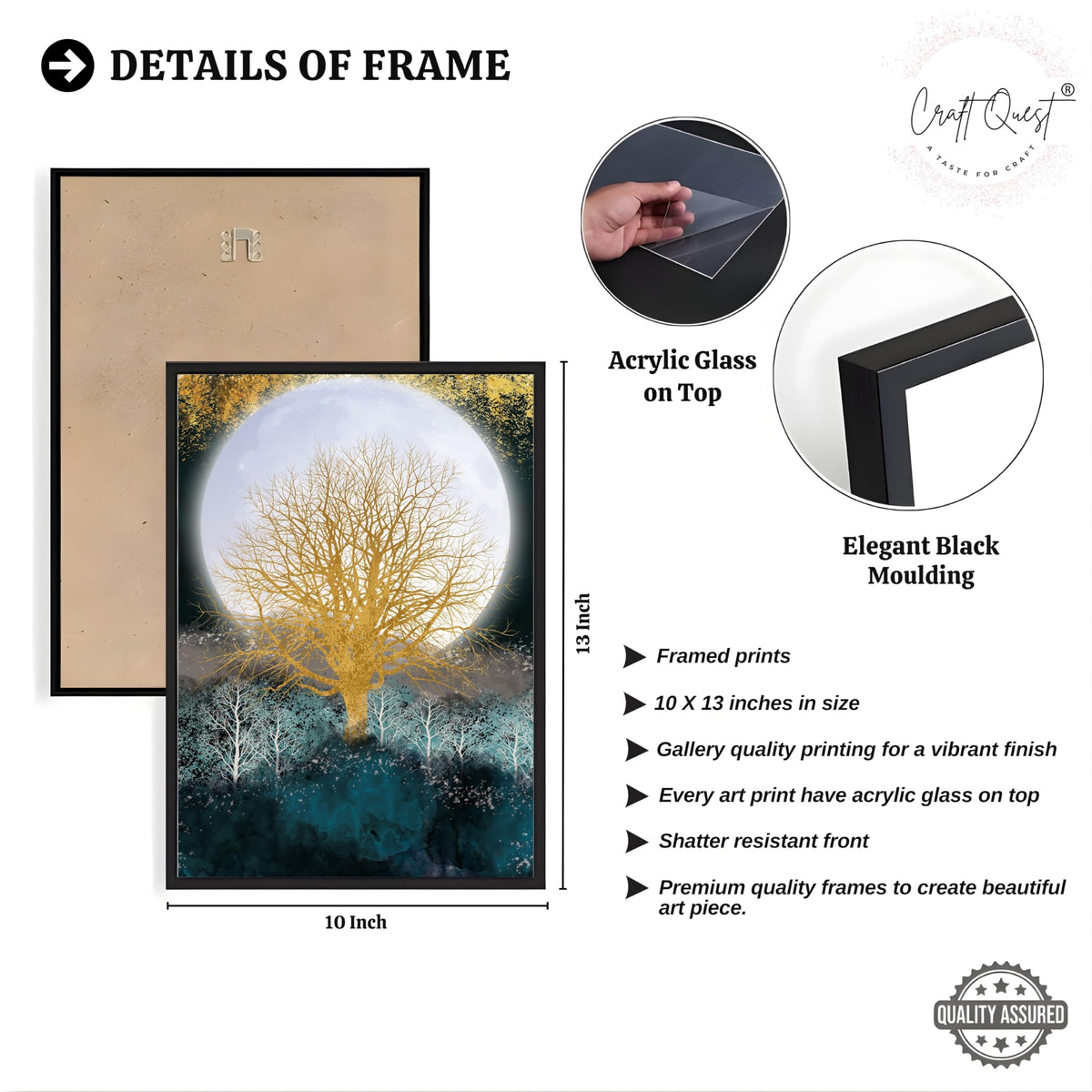 CRAFT QUEST Modern Art Christmas Trees & Mountains Landscape Wall Art | Set of 3 Frames for Home Decoration | Ideal for Living Room, Bedroom & Offices